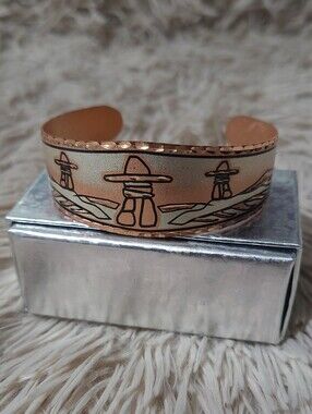 Inukshuk Diamond Cut Copper Cuff Bracelet